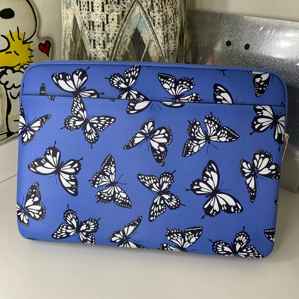 Kate Spade Blue and Black Butterfly Laptop Sleeve